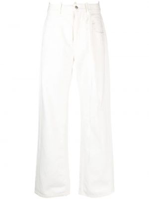 Βαμβακερό παντελόνι σε φαρδιά γραμμή Ann Demeulemeester λευκό