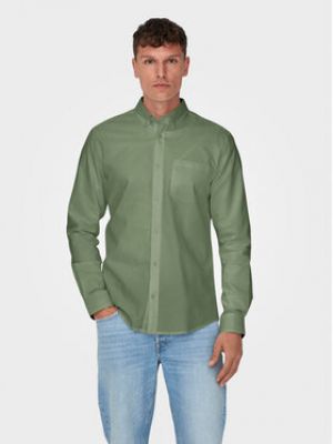 Slim fit košile Only & Sons zelená