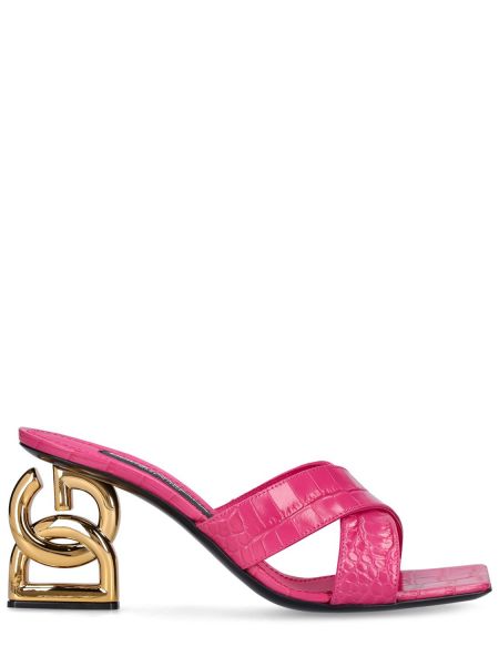 Læder mules Dolce & Gabbana pink