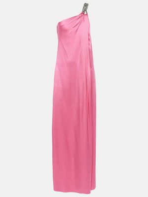 Saténové dlouhé šaty Stella Mccartney ružová