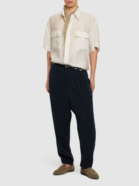 Lyocellová hodvábna košeľa Giorgio Armani biela