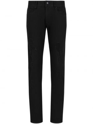 Straight fit džíny s oděrkami Armani Exchange černé