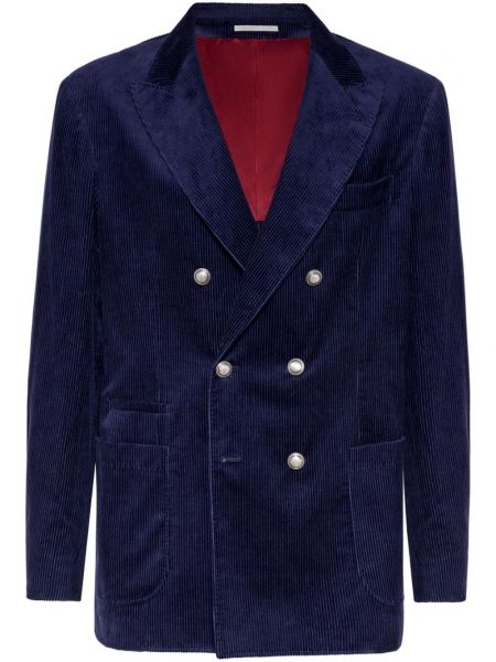 Dobbeltradet blazer Brunello Cucinelli blå