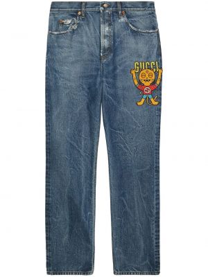 Applikation jeans med normal passform Gucci blå