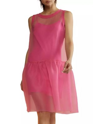 Платье мини с рюшами Cynthia Rowley розовое
