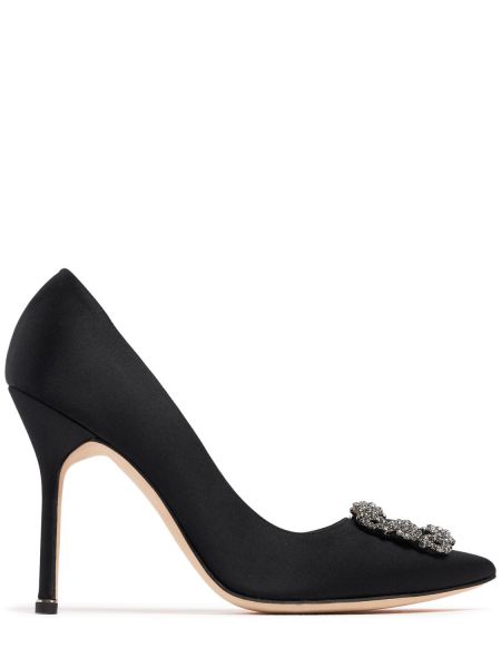 Pumps i satin Manolo Blahnik svart