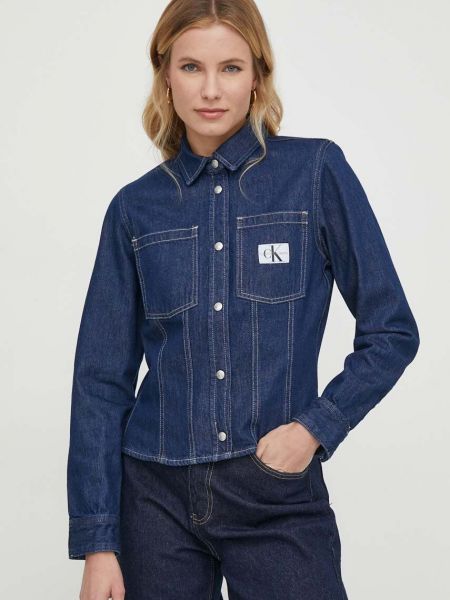 Traper košulja Calvin Klein Jeans plava