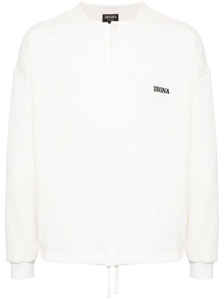 Pamučna dugi sweatshirt s vezom Zegna bijela