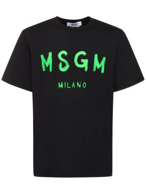 Kokvilnas t-krekls ar apdruku džersija Msgm melns