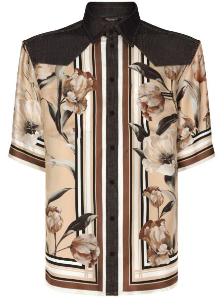 Džinsa krekls ar ziediem ar apdruku Dolce & Gabbana