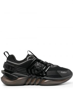 Tigriscsíkos csipkés fűzős sneakers Plein Sport fekete