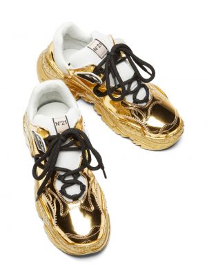 Sneakersy sznurowane koronkowe N°21 złote