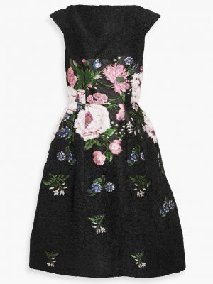 Платье-клоке fil-купе с вышивкой OSCAR DE LA RENTA черный