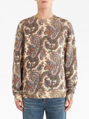 Vlněný svetr s potiskem s paisley potiskem Etro béžový
