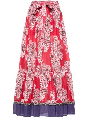 Kvetinová dlhá sukňa s potlačou Etro červená
