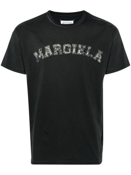 Памучна тениска с принт Maison Margiela сиво