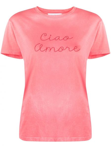 Camiseta con bordado Giada Benincasa rosa