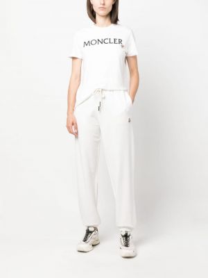 Medvilninis siuvinėtas marškinėliai Moncler balta