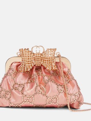 Saténová listová kabelka s mašľou Gucci ružová