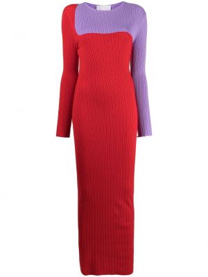 Bavlněné pletené šaty s dlouhými rukávy Victor Glemaud - červená