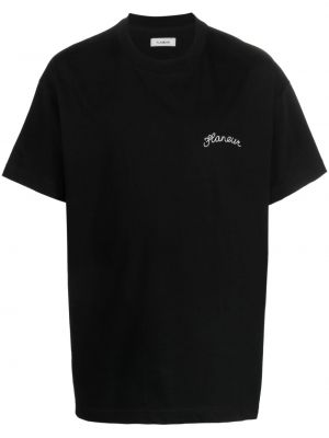 Bavlněné tričko s výšivkou Flaneur Homme černé