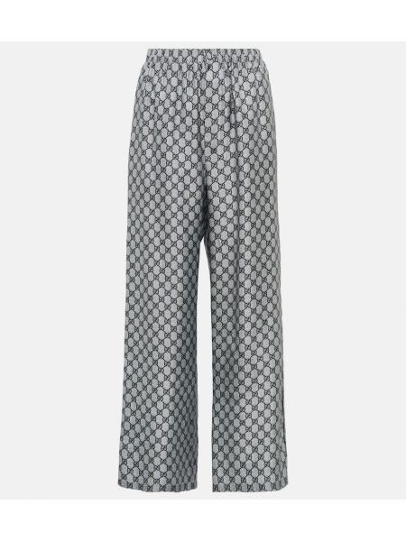 Pantaloni largi de mătase Gucci