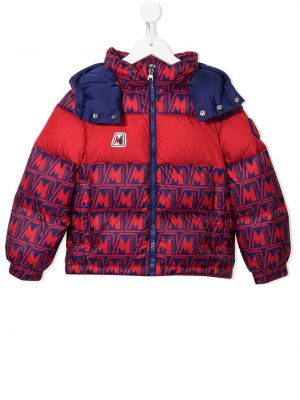 Trykt lang jakke for jenter Moncler Enfant rød