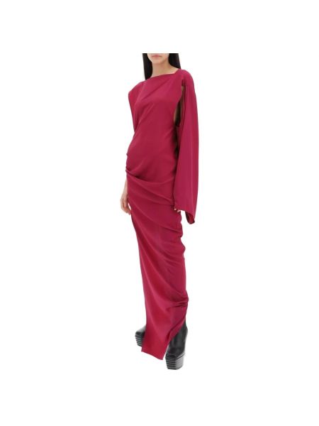 Jedwabna sukienka długa asymetryczna drapowana Rick Owens fioletowa