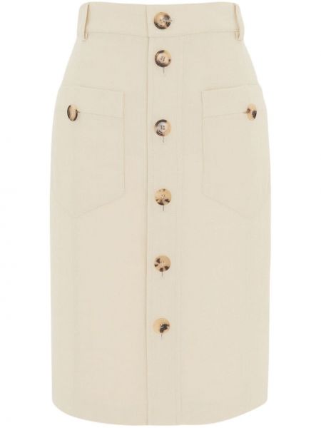 Midi sukňa na gombíky Saint Laurent biela
