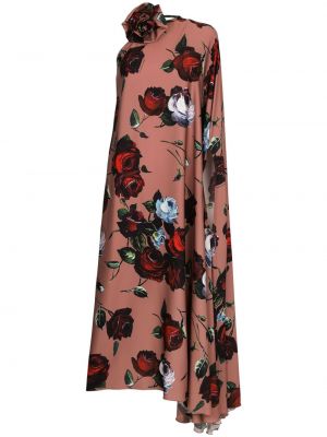 Aszimmetrikus koktélruha nyomtatás Dolce & Gabbana rózsaszín