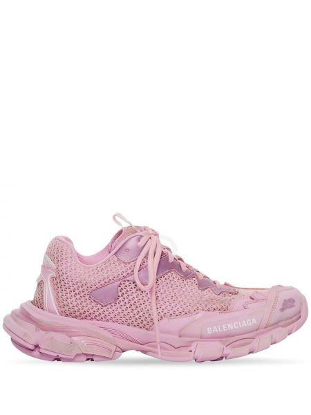 Sneakers με κορδόνια με σχέδιο με δαντέλα Balenciaga Track ροζ
