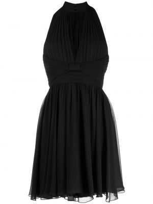 Копринена коктейлна рокля с v-образно деколте Elie Saab черно