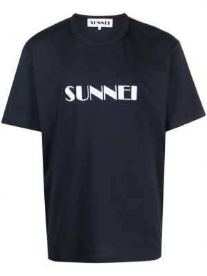 Bombažna majica s potiskom Sunnei modra