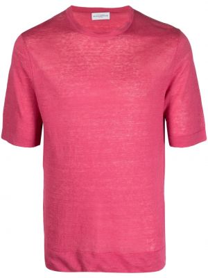Ленена тениска с кръгло деколте Ballantyne розово