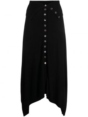 Midi sukně s vysokým pasem s knoflíky Ulla Johnson - černá