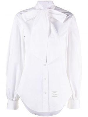 Oversize памучна риза с панделка Thom Browne бяло