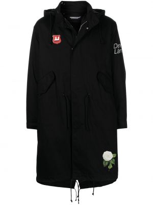 Kvetinová bunda s kapucňou s potlačou Undercover čierna