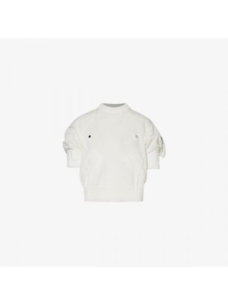 Трикотажный хлопковый свитер Sacai белый