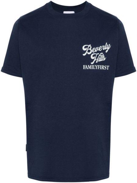 Βαμβακερή μπλούζα με σχέδιο Family First μπλε