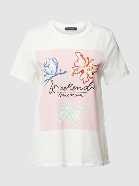 Koszulka z nadrukiem Weekend Max Mara różowa