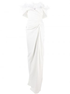 Вечерна рокля с пера Rhea Costa бяло