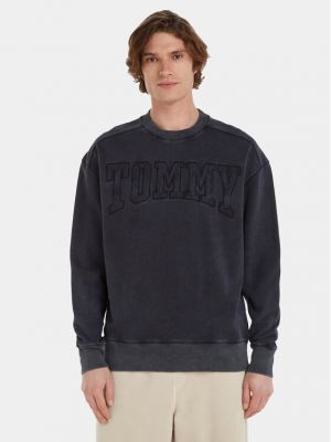 Laza szabású pamut pulóver Tommy Jeans fekete
