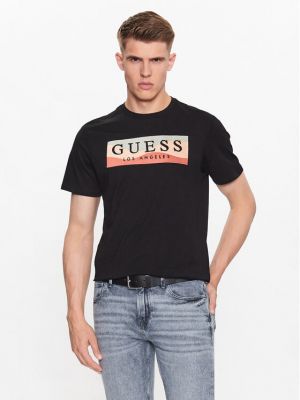Slim fit priliehavé tričko Guess čierna