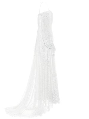 Čipkované kvetinové dlouhé šaty Simkhai biela