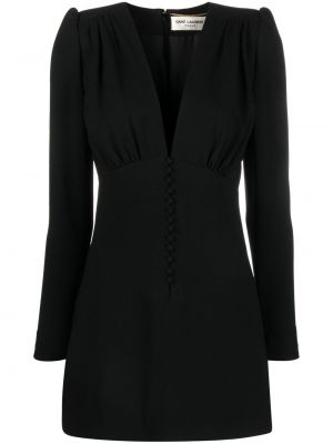 Prigludęs vakarinė suknelė v formos iškirpte Saint Laurent juoda