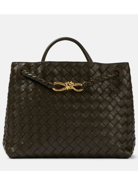 Læder shopping bag Bottega Veneta grøn