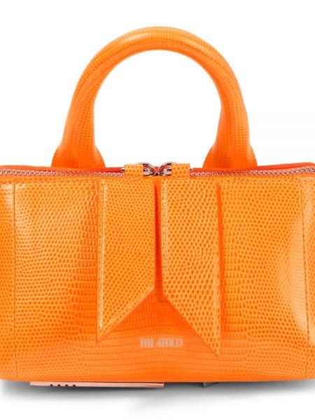 Kožená shopper kabelka The Attico oranžová