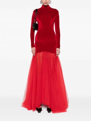 Aksamitna sukienka wieczorowa tiulowa Atu Body Couture czerwona