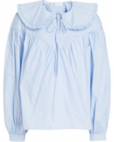 Блузка с вышивкой из поплина Ghost London, синяя
