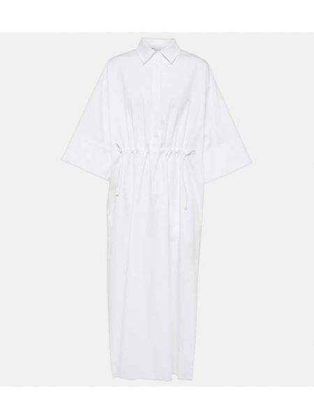 Памучна миди рокля Max Mara бяло